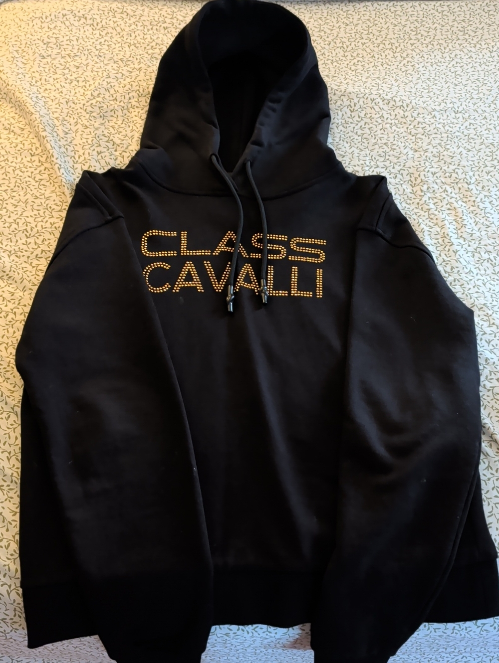 Cavalli Class Black Hoodie with Gold Stud Logo